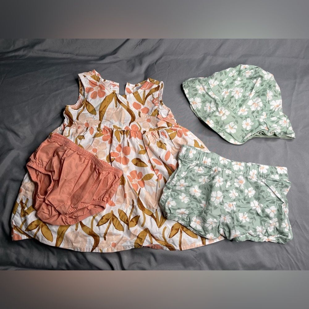 Carter's Green Floral Baby Dress Set